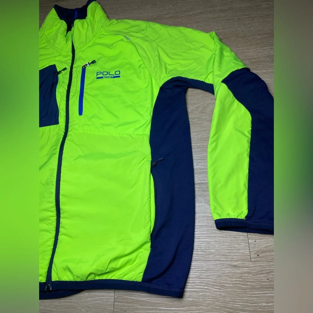 Men’s XL Polo Sport Ralph Lauren Performance Hybrid Jacket Neon Yellow Navy Blue - Picture 3 of 9